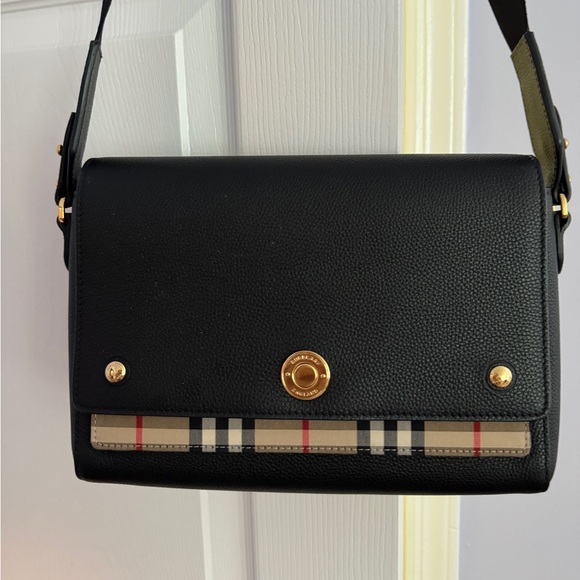 Burberry Medium Note Leather & Vintage Check Crossbody Bag - Picture 9 of 12
